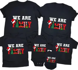 Merry and Bright Shirt Christmas T-Shirts for Family Couple Outfit Tee Parent-Child Short Sleeves Christmas Top Women(Black,4XL)