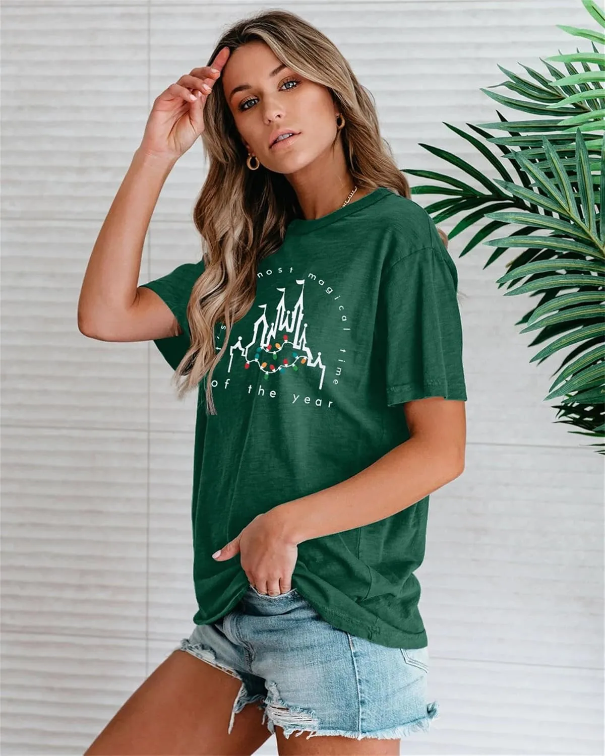 Merry Christmas Shirt Women Magical Christmas T-Shirt Christmas Lights tee Family Holiday Vacation Tops