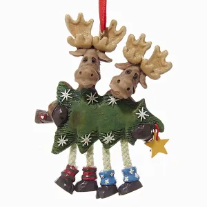 Moose Family of 2 Couple with Tree Ornament For Personalization, W1162