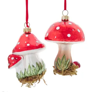 Mushroom Glitter Glass Ornament