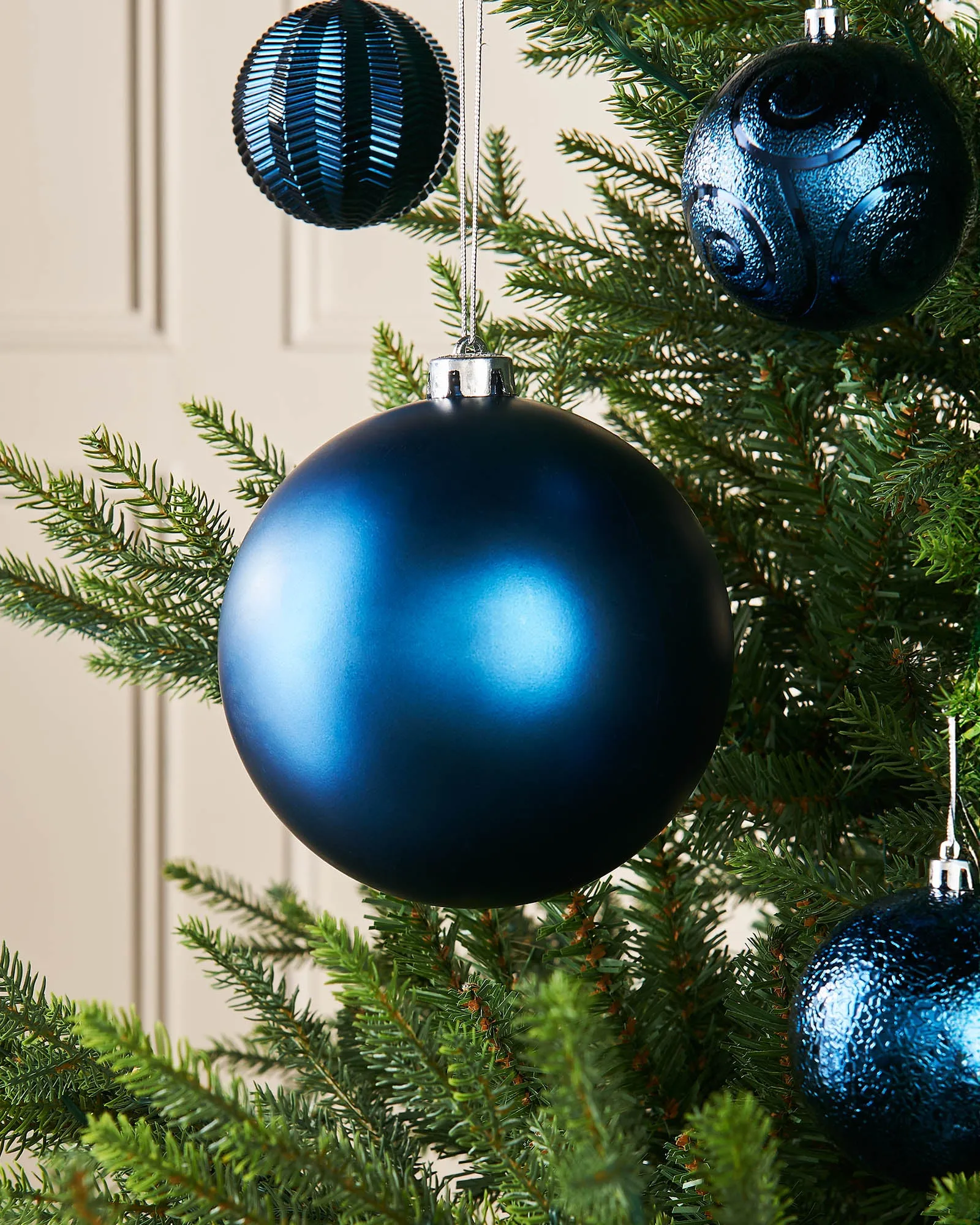 Navy Blue Large Matt Shatterproof Bauble, 15 cm