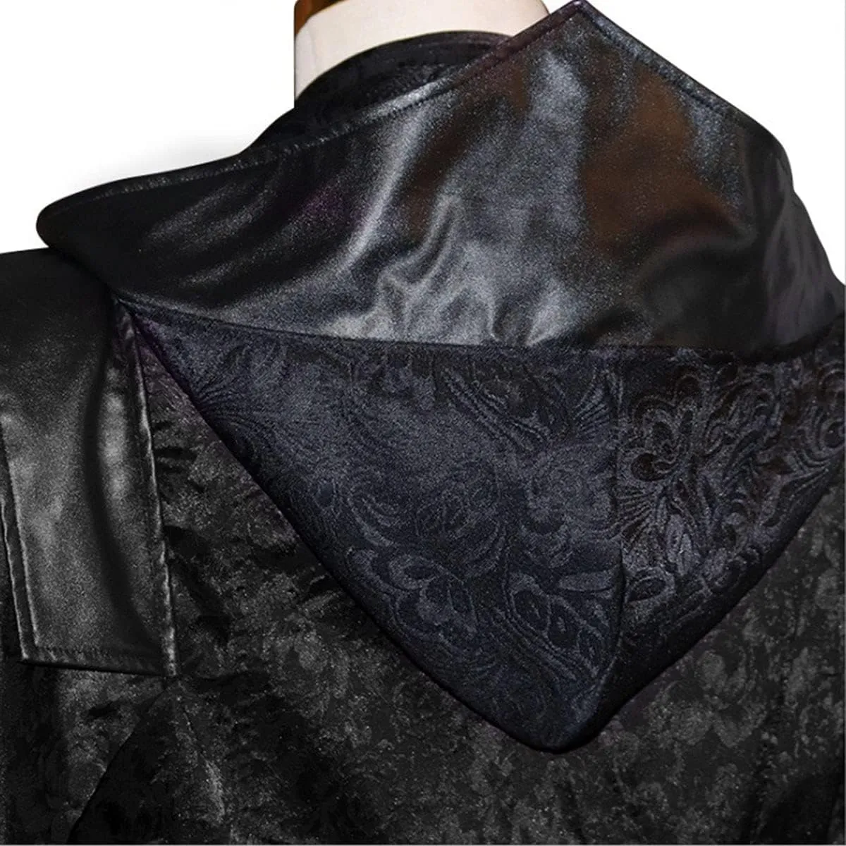 Oiefeen Men's Gothic Hooded Jacket Men's Punk Fashion Long Windbreaker Cape