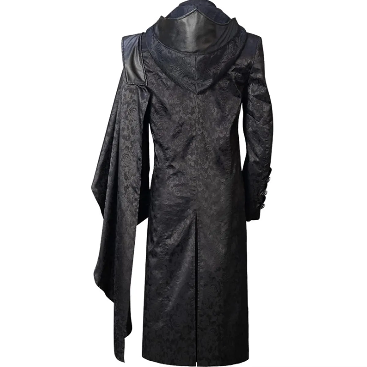 Oiefeen Men's Gothic Hooded Jacket Men's Punk Fashion Long Windbreaker Cape