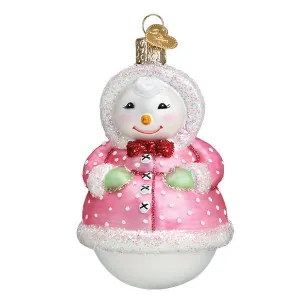 Old Word Christmas Jolly Snowlady Glass Ornament