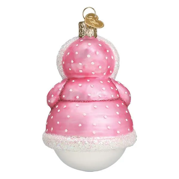 Old Word Christmas Jolly Snowlady Glass Ornament