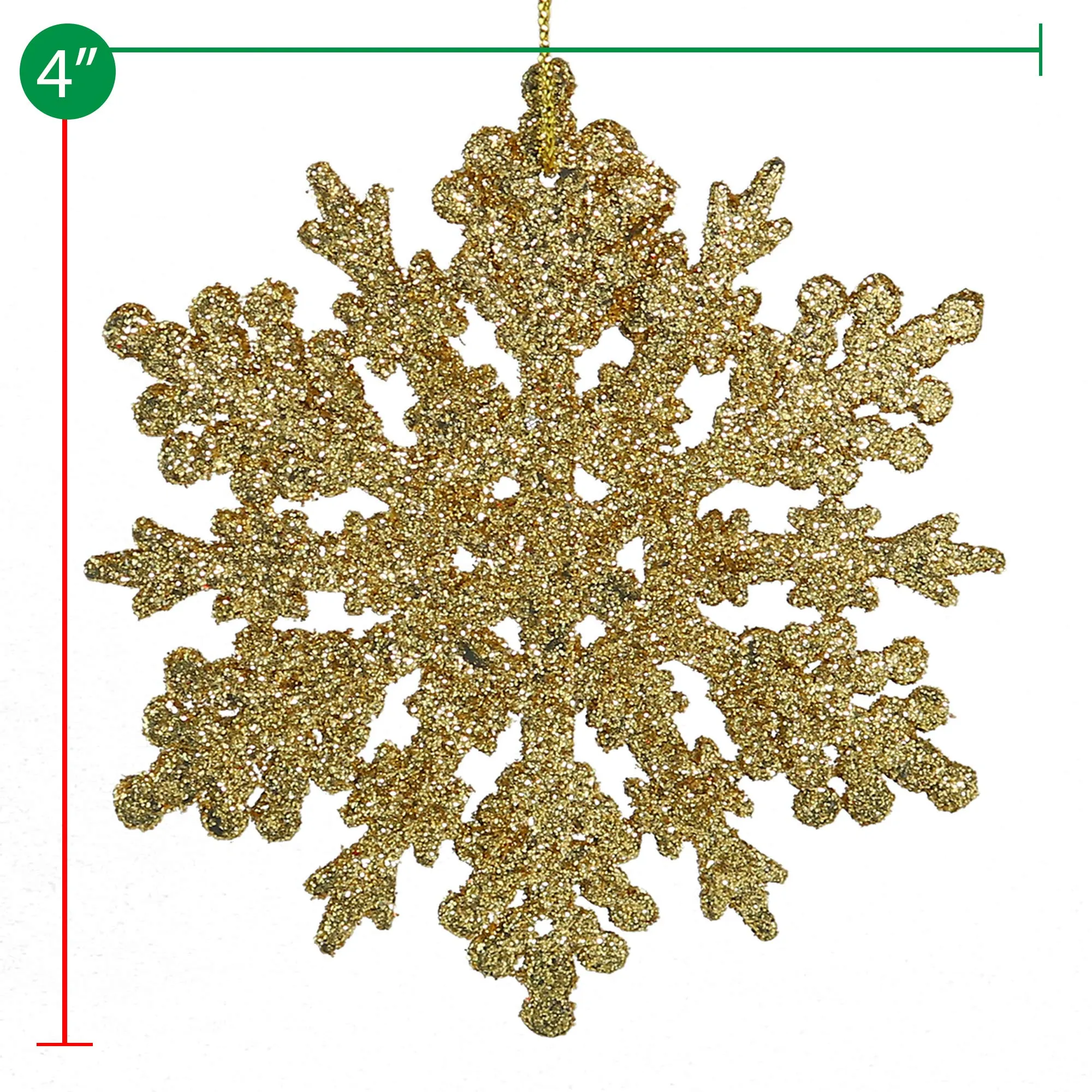 Ornativity Glitter Snowflake Ornaments - Holiday Wedding Plastic Sparkling Hanging Snowflakes  Pack of 24