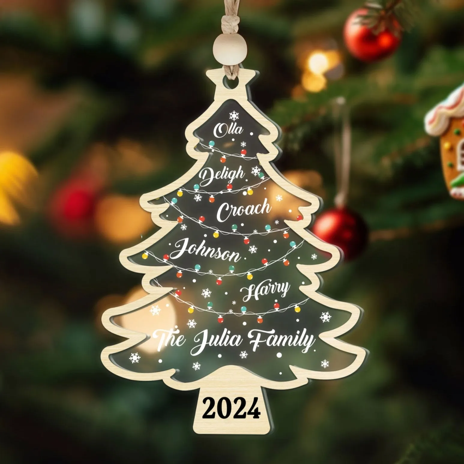 Personalized Christmas Family Names Tree Ornament, Christmas Tree Name Ornament CF139