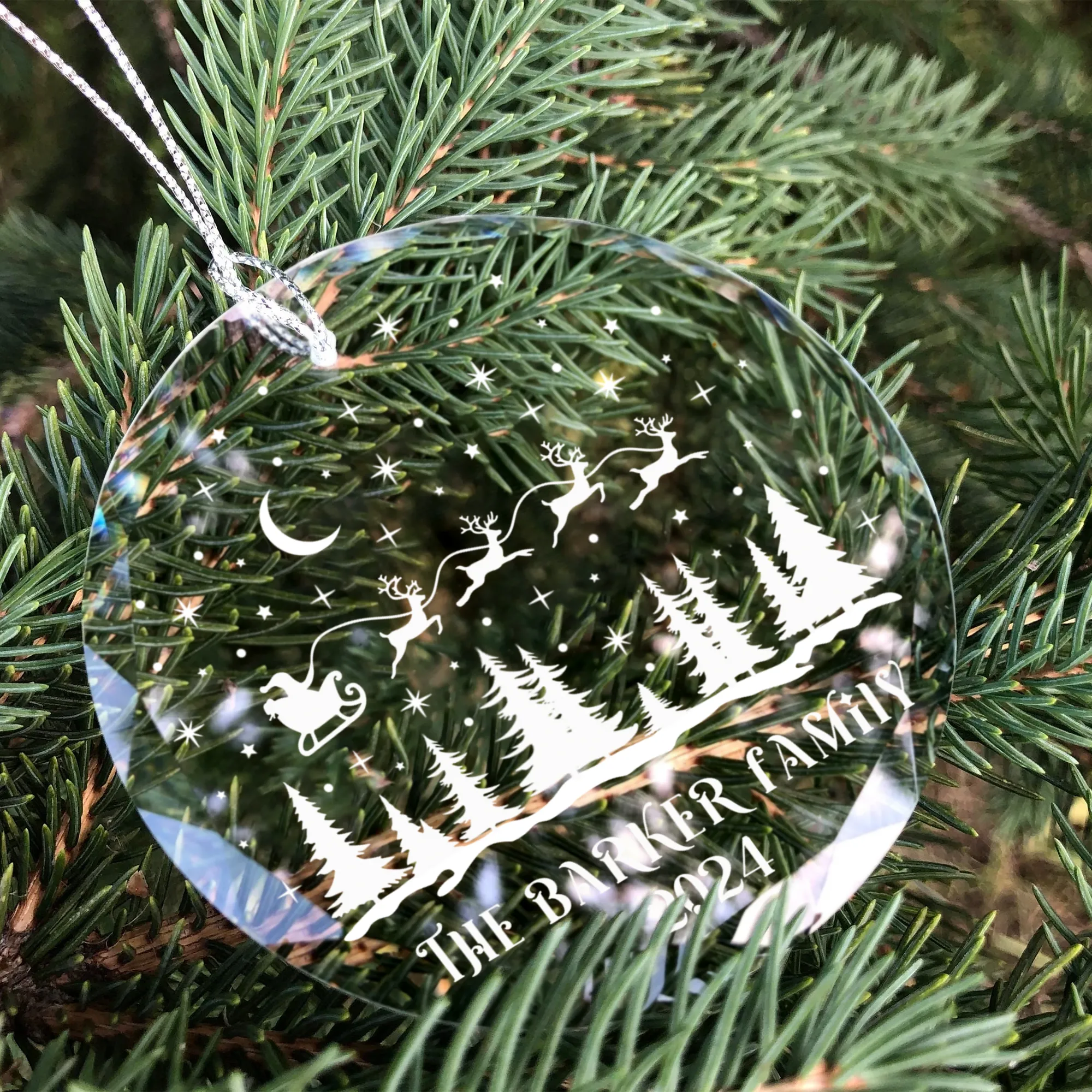 Personalized Family Christmas Glass Ornaments, Family Christmas GX02-1