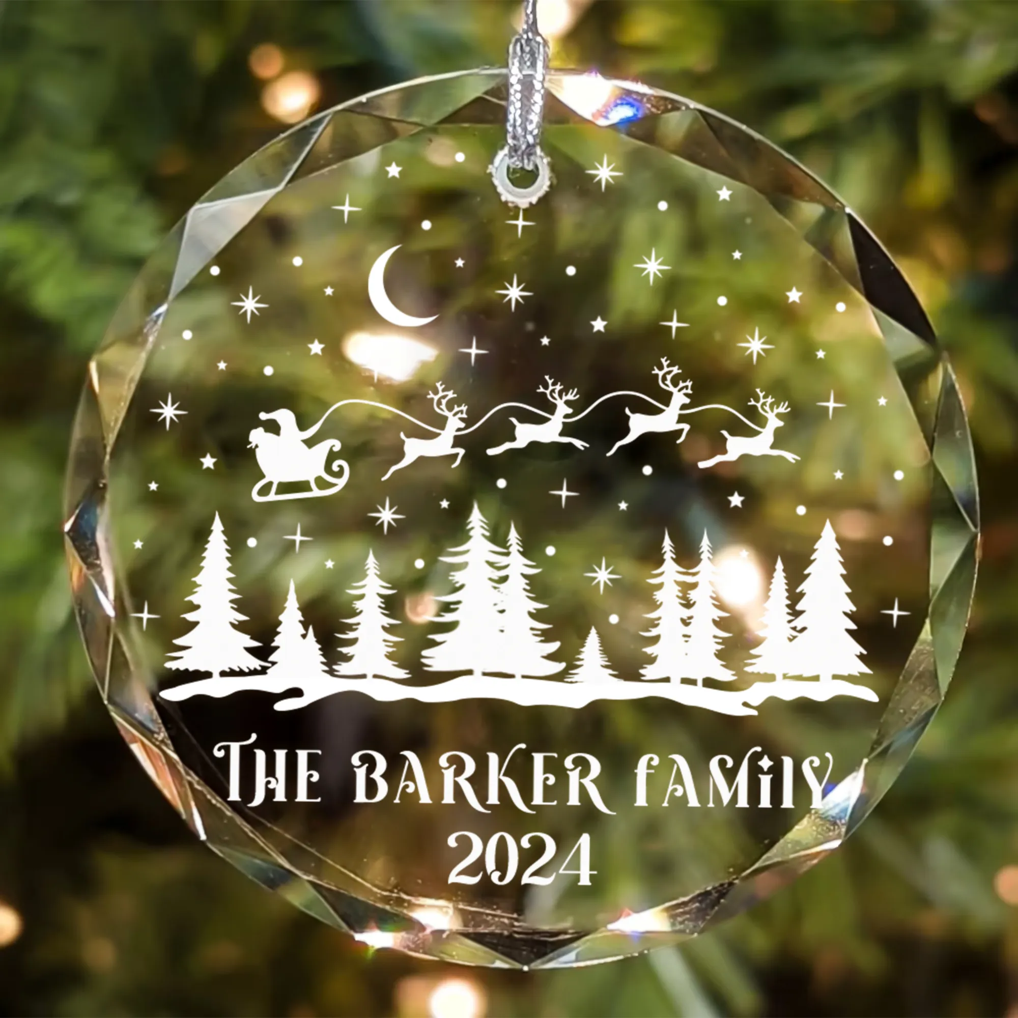 Personalized Family Christmas Glass Ornaments, Family Christmas GX02-1