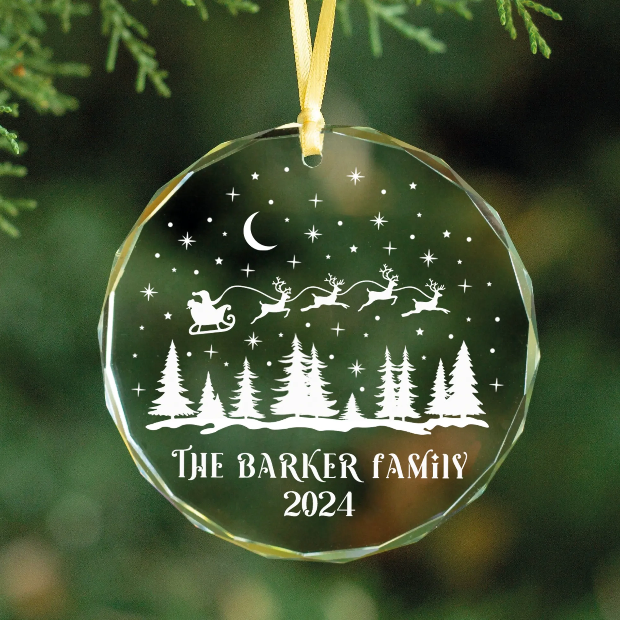 Personalized Family Christmas Glass Ornaments, Family Christmas GX02-1