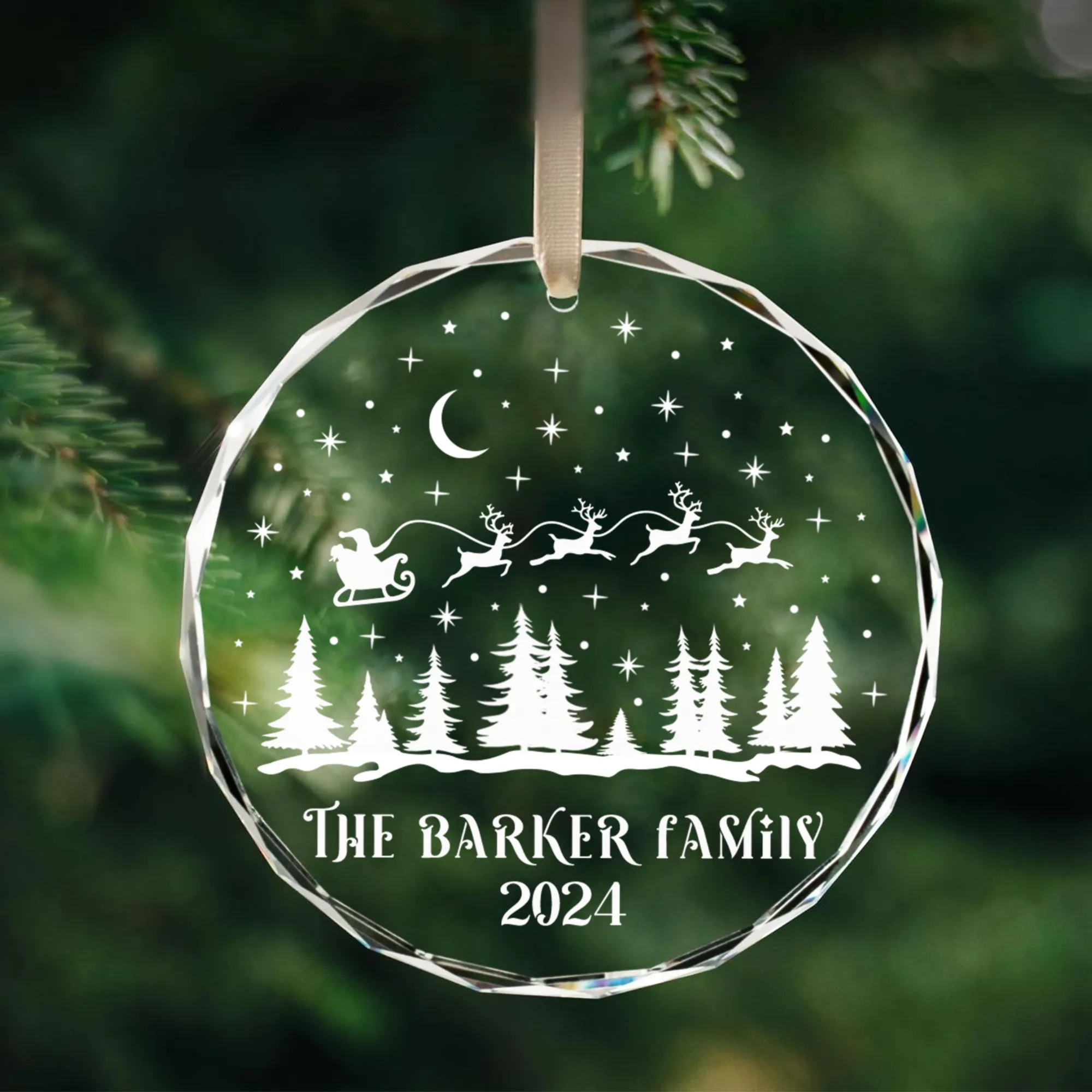 Personalized Family Christmas Glass Ornaments, Family Christmas GX02-1