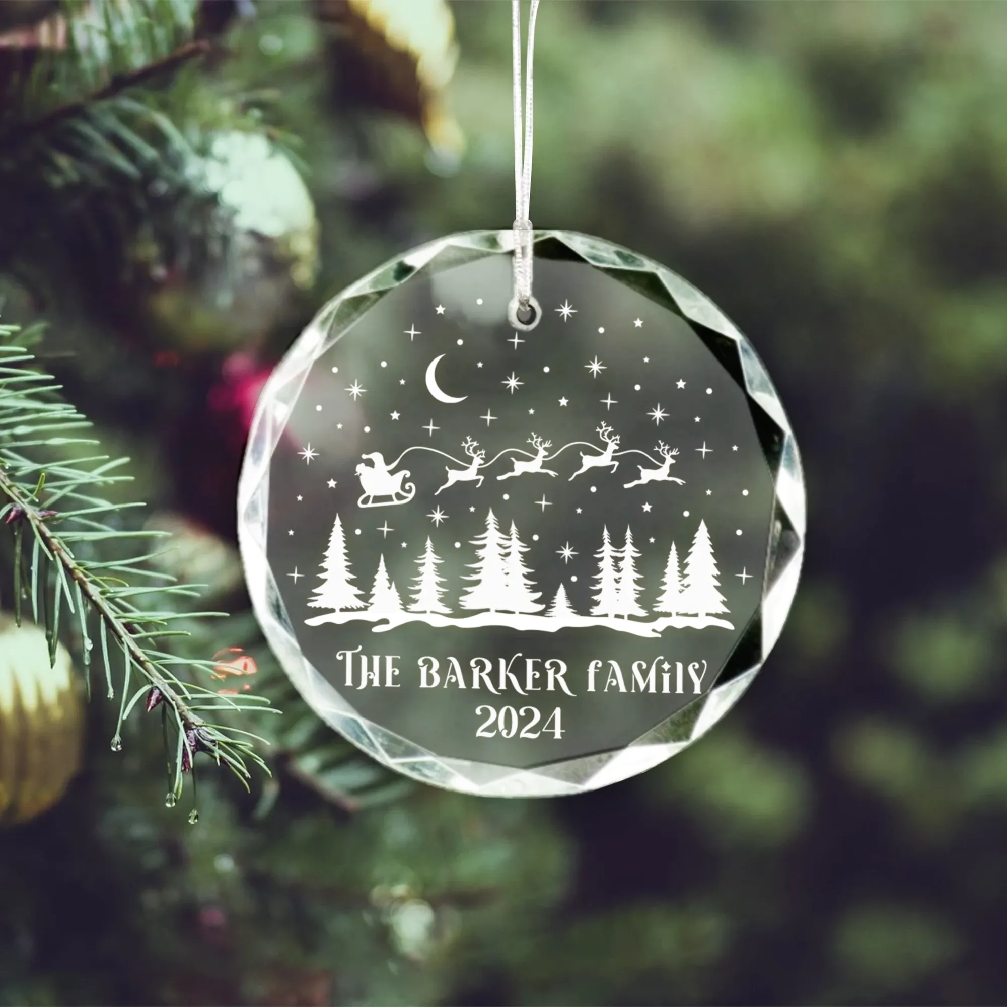 Personalized Family Christmas Glass Ornaments, Family Christmas GX02-1
