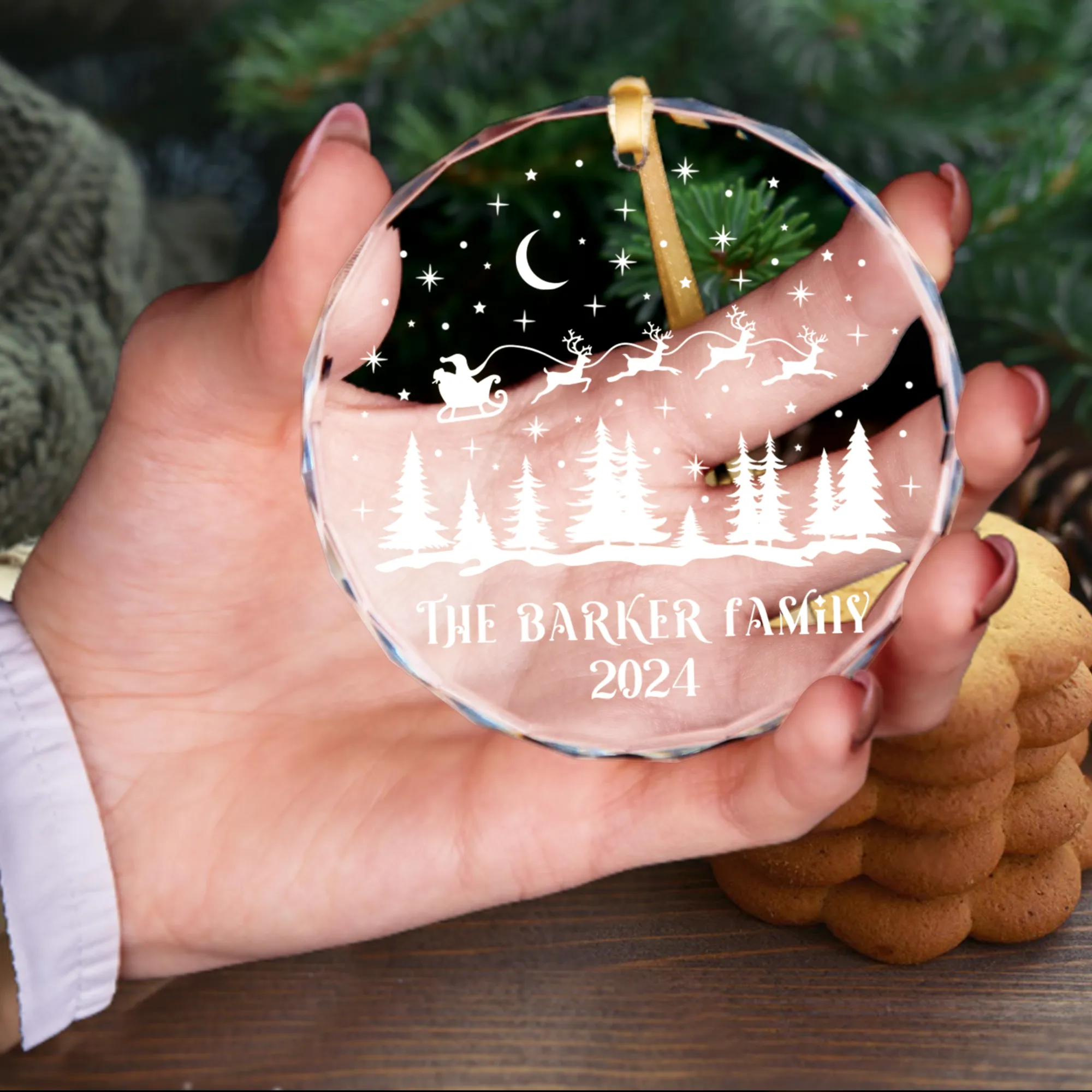 Personalized Family Christmas Glass Ornaments, Family Christmas GX02-1