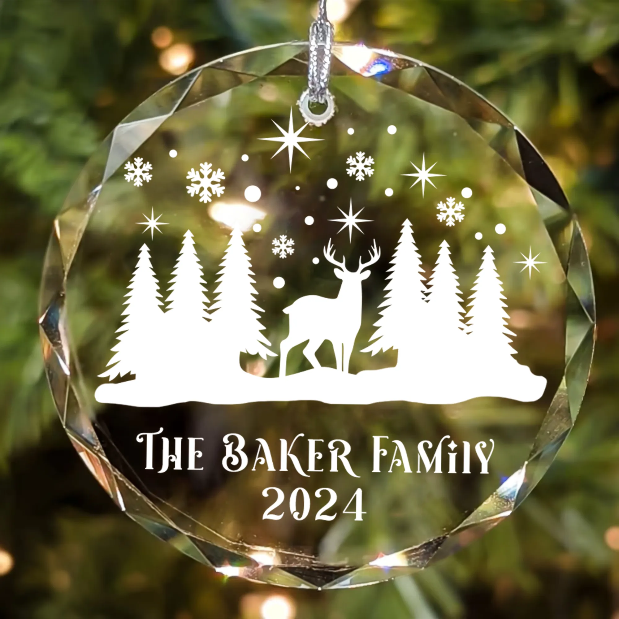 Personalized Family Christmas Glass Ornaments GX02-4
