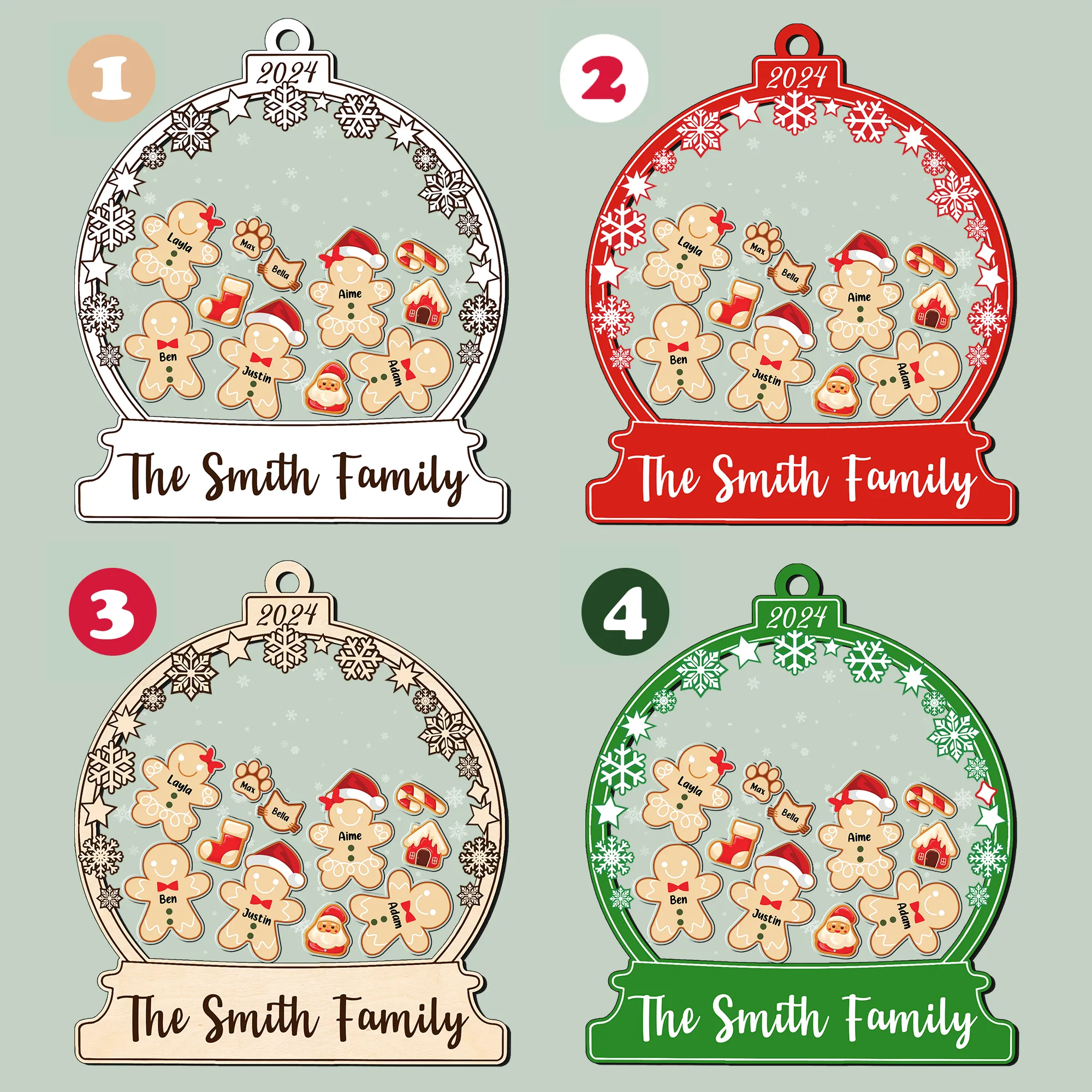Personalized Family Christmas Ornaments, Family Christmas Shaker Ornaments CF208