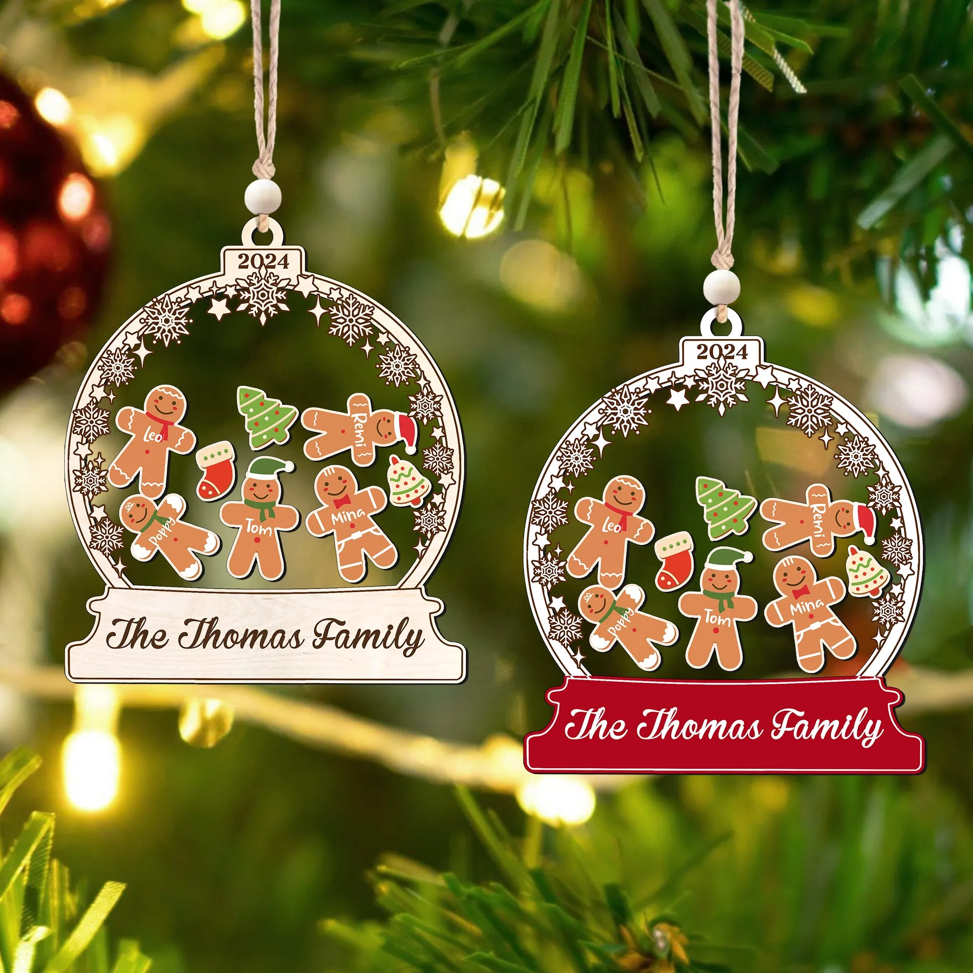 Personalized Gingerman Christmas Ornaments for Family Members, Family Christmas Ornaments CF199