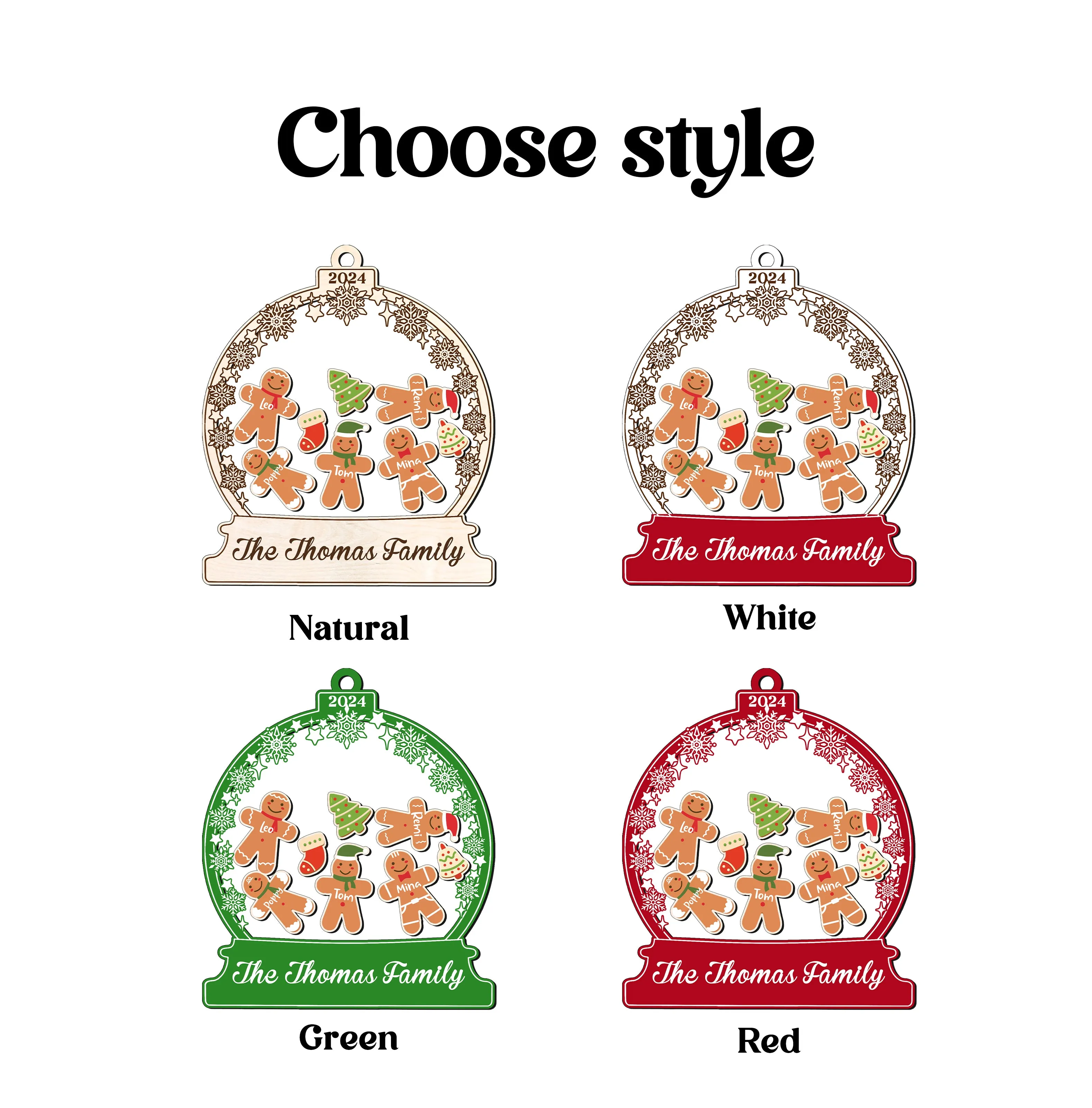 Personalized Gingerman Christmas Ornaments for Family Members, Family Christmas Ornaments CF199