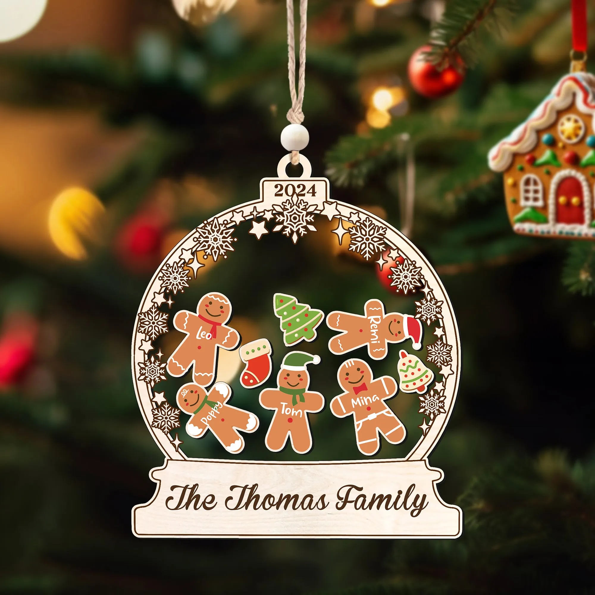 Personalized Gingerman Christmas Ornaments for Family Members, Family Christmas Ornaments CF199