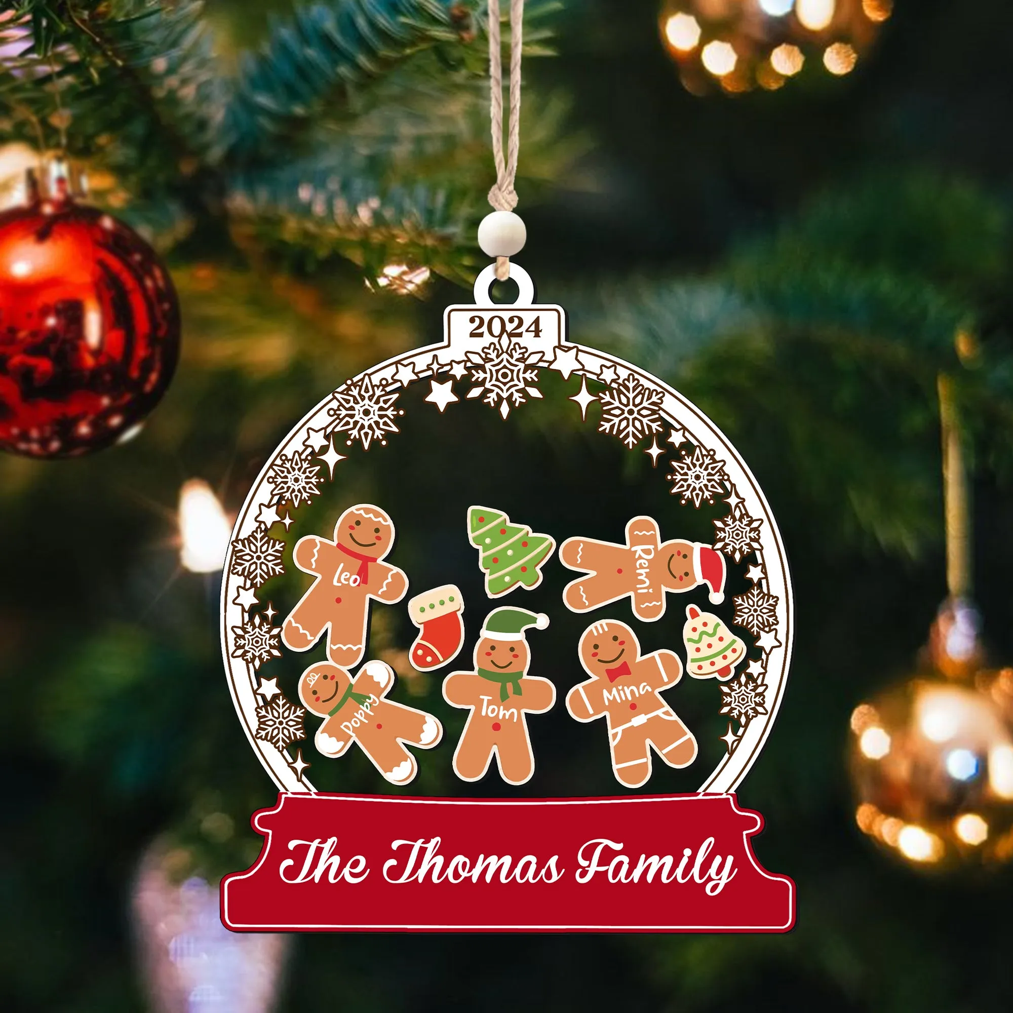 Personalized Gingerman Christmas Ornaments for Family Members, Family Christmas Ornaments CF199