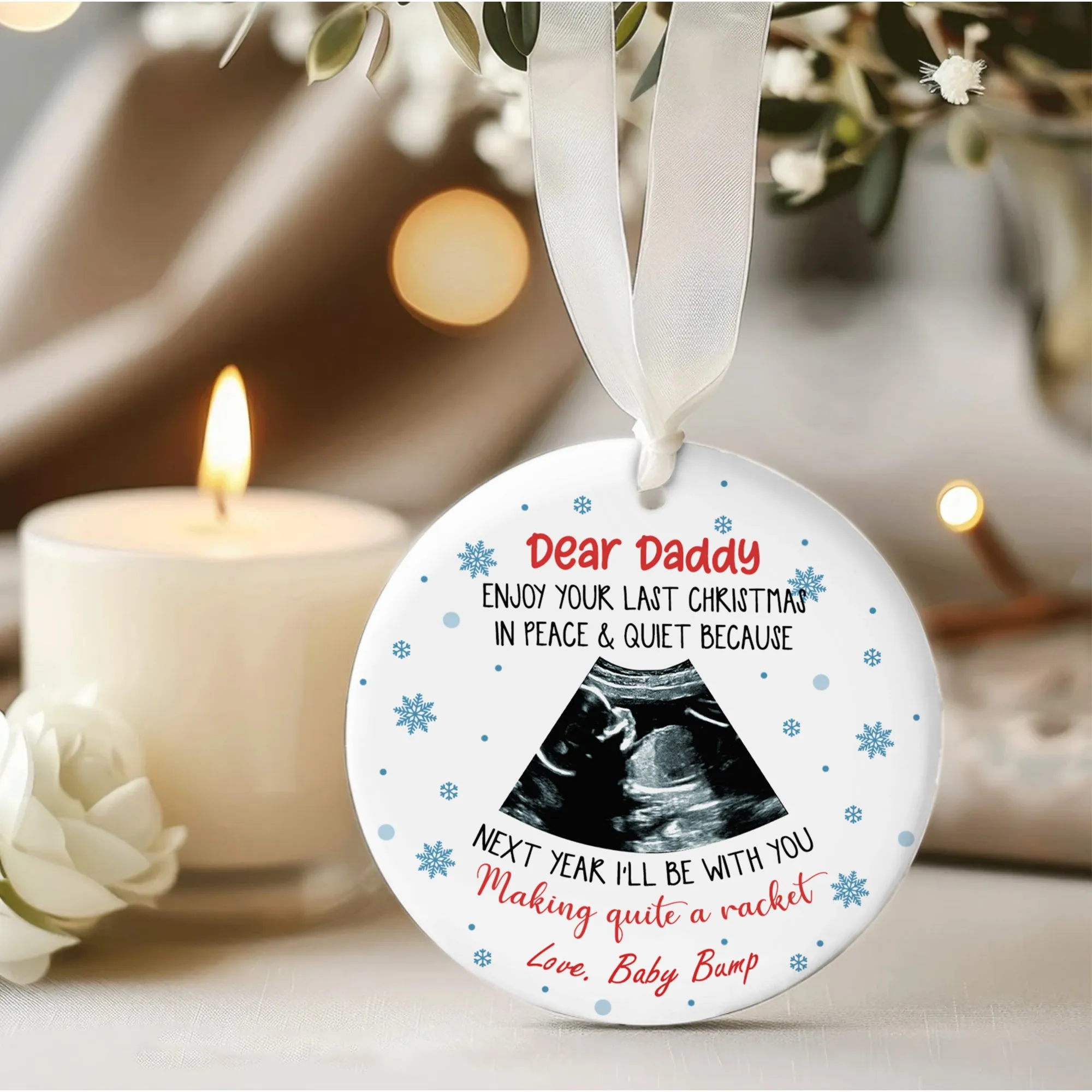 Personalized Pregnancy Announcement Ornament, Baby Ultrasound Ornament 2024, First Baby Ornament, Keepsake Christmas Gift CX03-31
