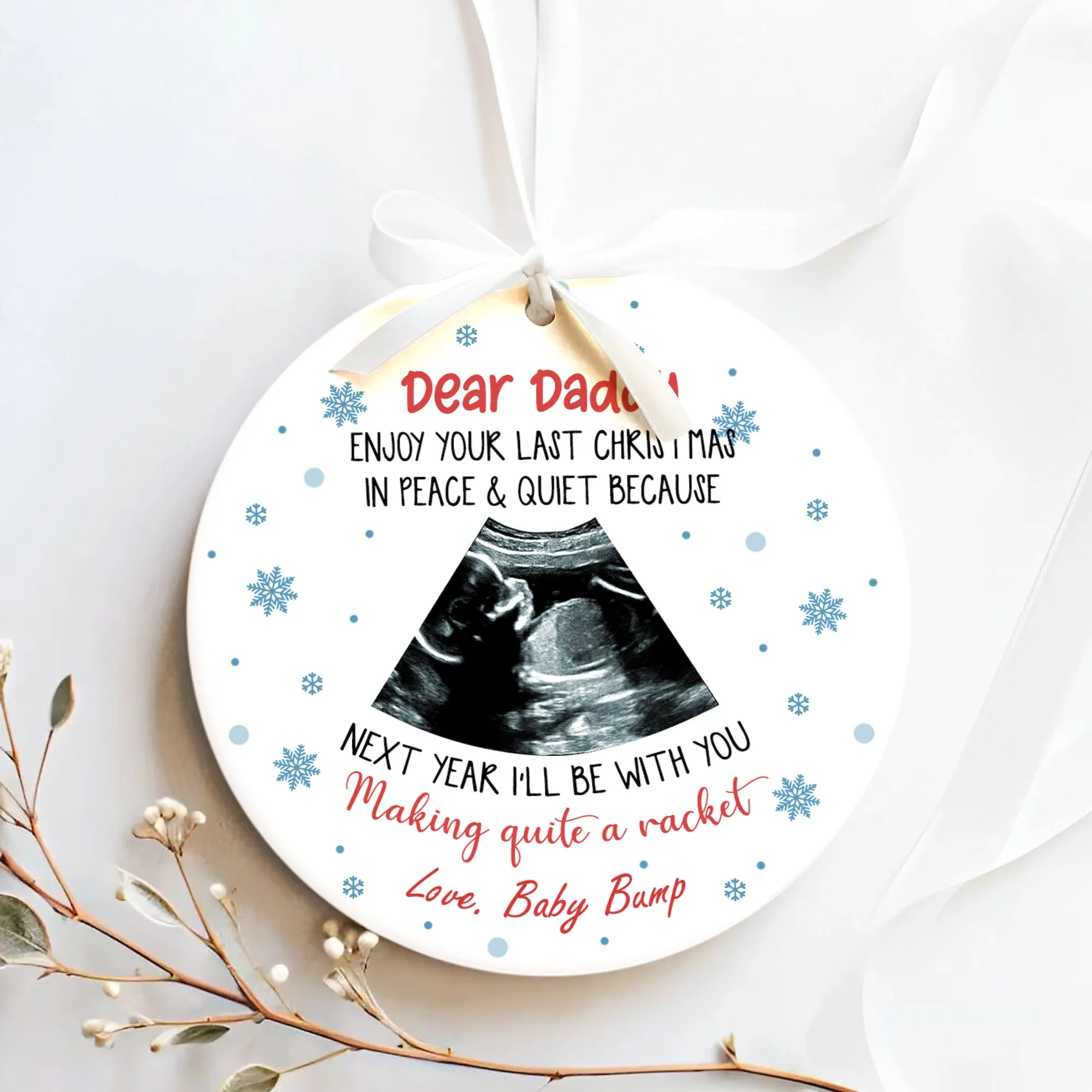 Personalized Pregnancy Announcement Ornament, Baby Ultrasound Ornament 2024, First Baby Ornament, Keepsake Christmas Gift CX03-31
