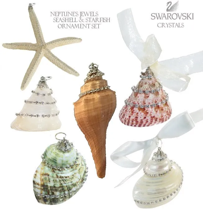 Poseidon's Jewels Swarovski Crystals Seashell Ornament Set