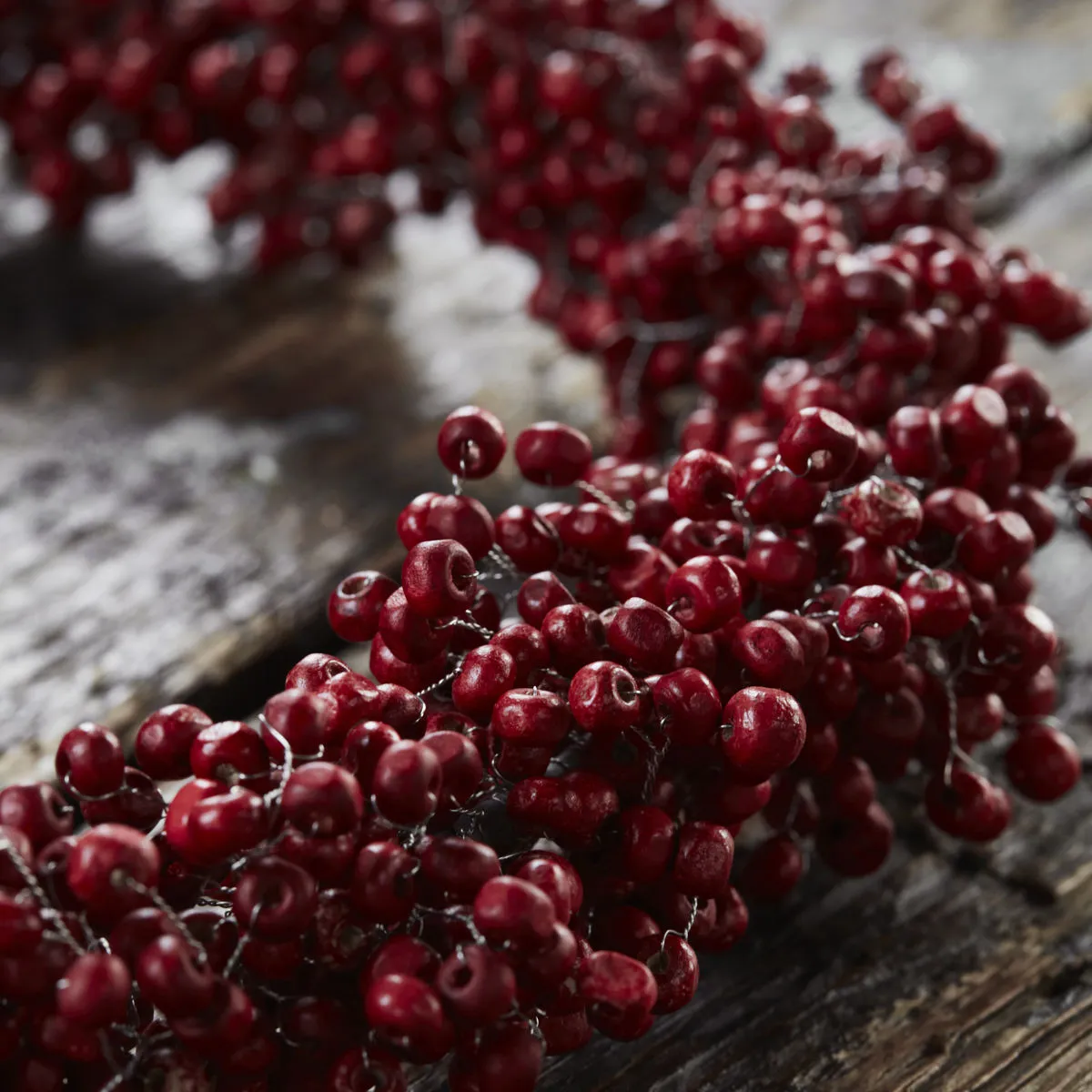 Red Wooden Bead Wreath - Two Sizes