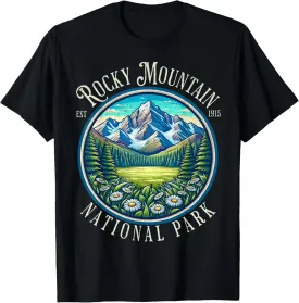 Retro Rocky Mountain National Park Hiking Camping Outdoor T-Shirt