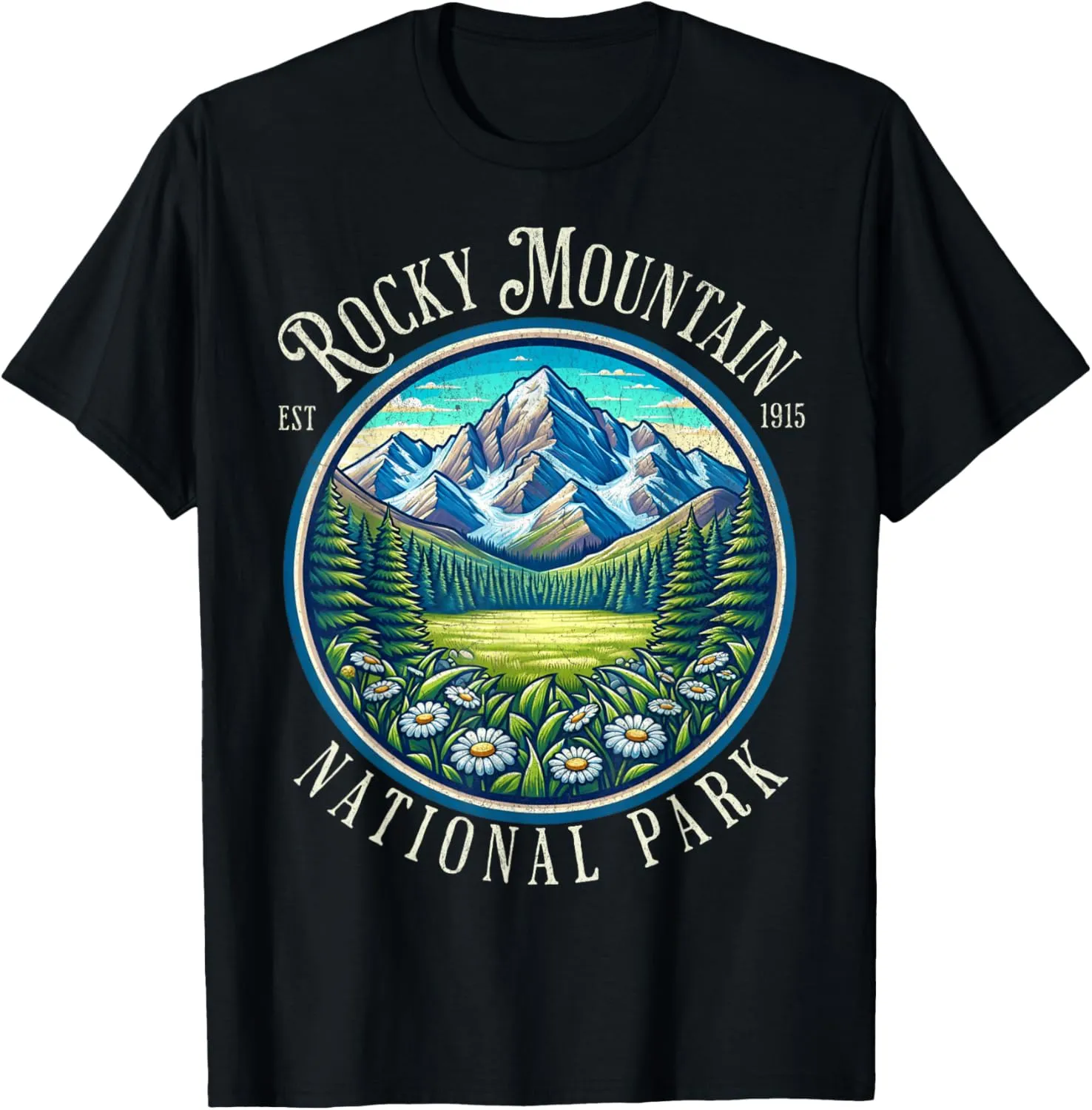 Retro Rocky Mountain National Park Hiking Camping Outdoor T-Shirt