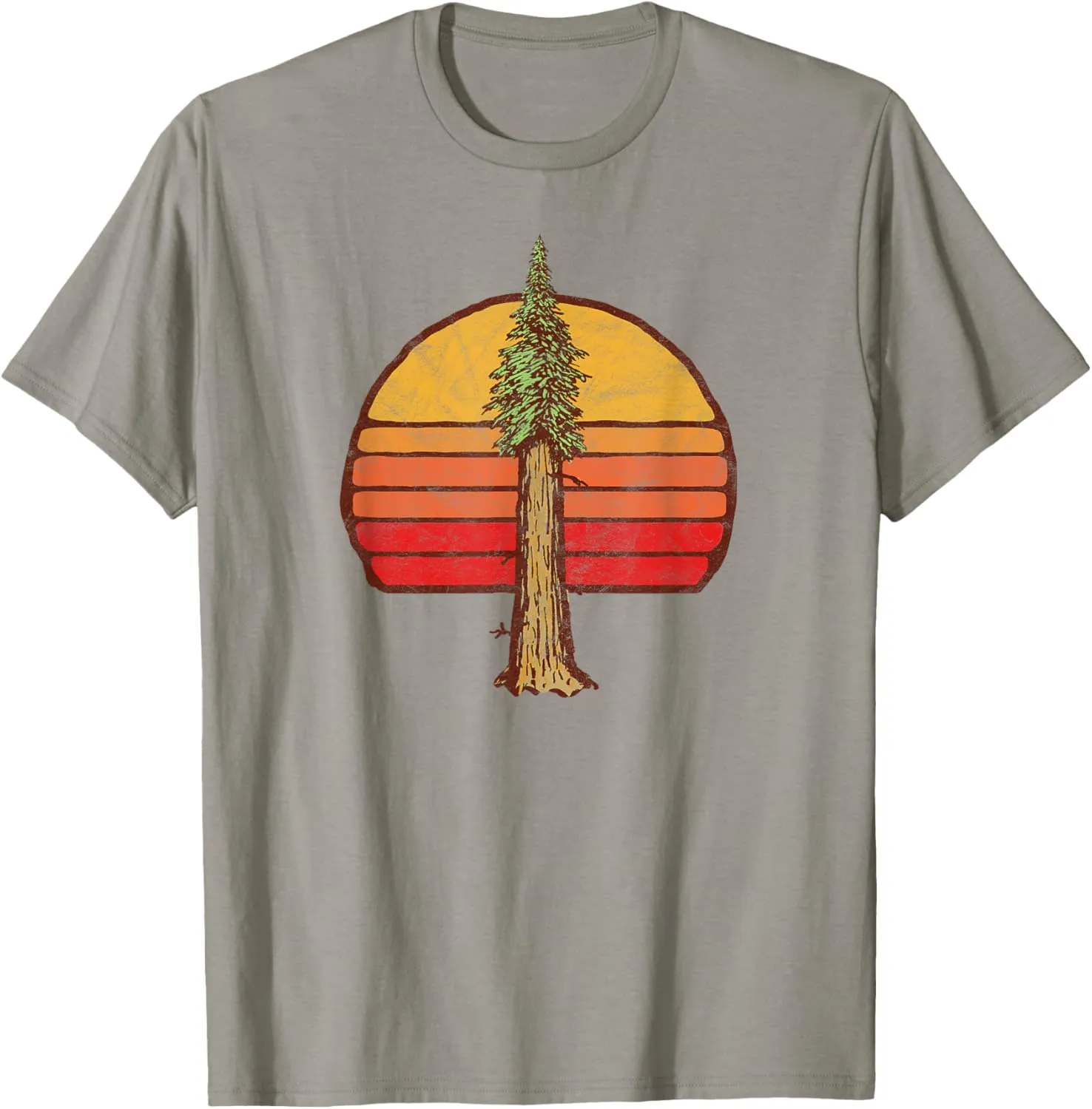 Retro Sun Minimalist Sequoia California Tree Graphic T-Shirt