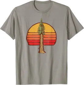 Retro Sun Minimalist Sequoia California Tree Graphic T-Shirt