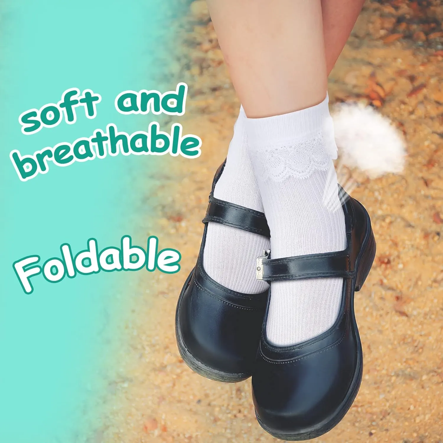 SATINIOR 6 Pairs Girls Ruffle Socks White Ruffled Lace Trim Eyelet Frilly Dress Socks for School Toddler Preschool