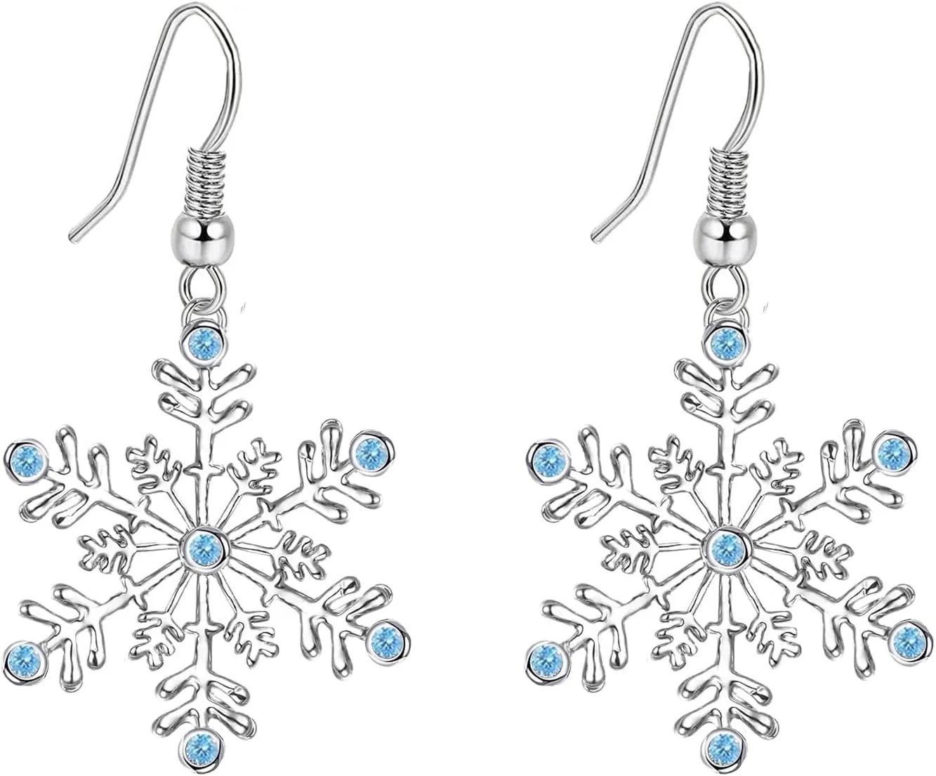 SELOVO Snowflake Earring Clear Cubic Zirconia Sparkle Hook Dangle Drop Earrings for Women for Christmas