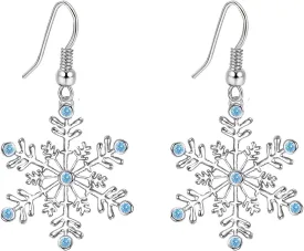 SELOVO Snowflake Earring Clear Cubic Zirconia Sparkle Hook Dangle Drop Earrings for Women for Christmas