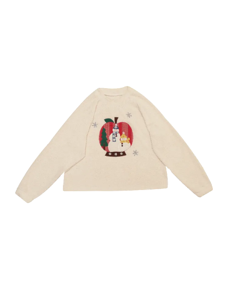 Snowman appliqué Christmas sweater【s0000005579】