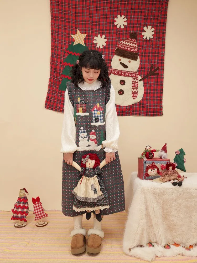 Snowman appliqué Christmas sweater【s0000005579】