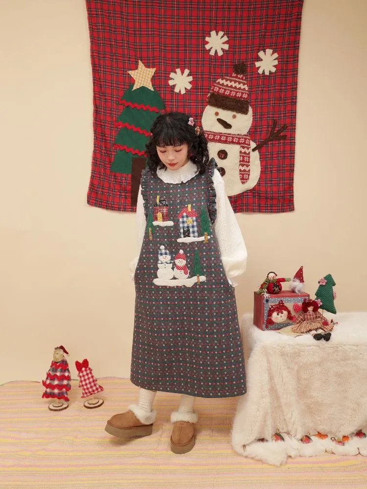 Snowman appliqué Christmas sweater【s0000005579】