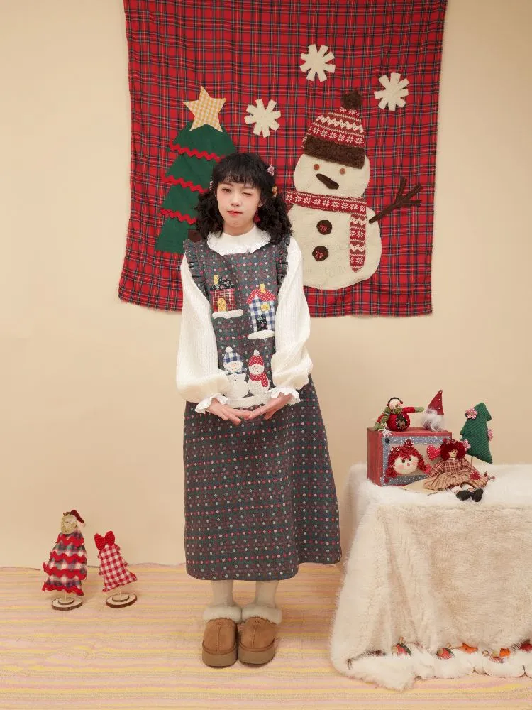 Snowman appliqué Christmas sweater【s0000005579】