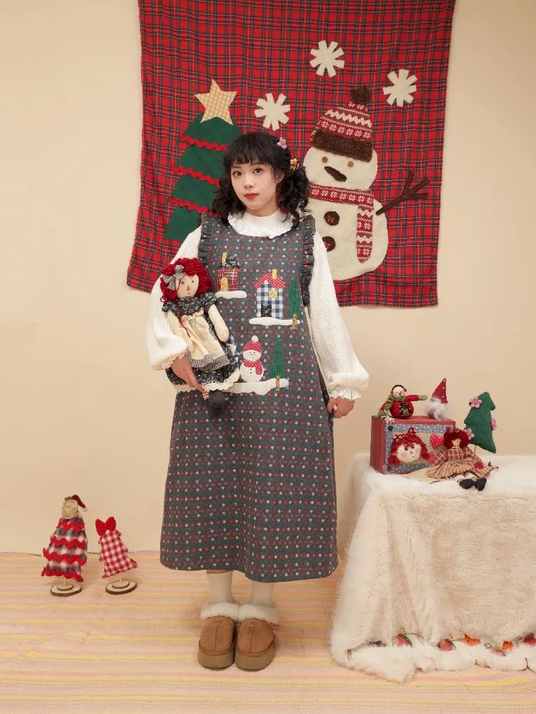 Snowman appliqué Christmas sweater【s0000005579】