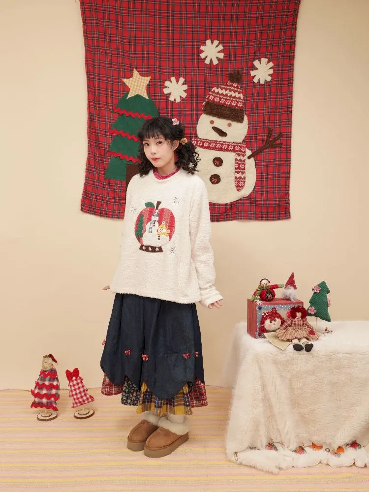 Snowman appliqué Christmas sweater【s0000005579】