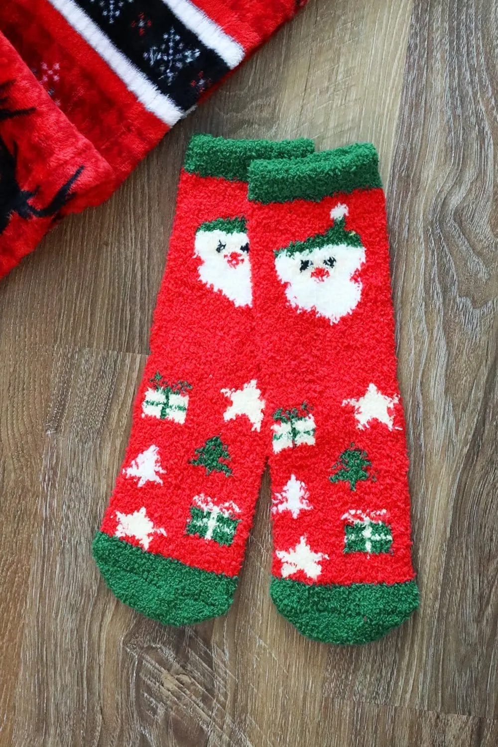 SS1001 Assorted Fuzzy Christmas Socks 12 Piece Pack