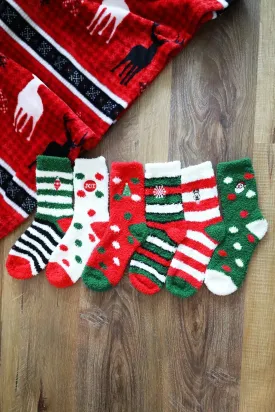 SS1003 12pcs Assorted Fuzzy Christmas Sock Pack