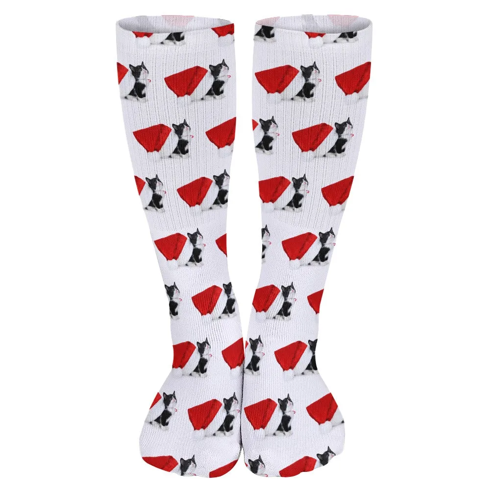 Tuxedo Kitty Christmas Breathable Stocking Socks (Pack of 5)
