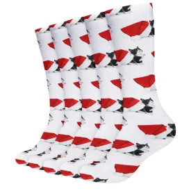 Tuxedo Kitty Christmas Breathable Stocking Socks (Pack of 5)