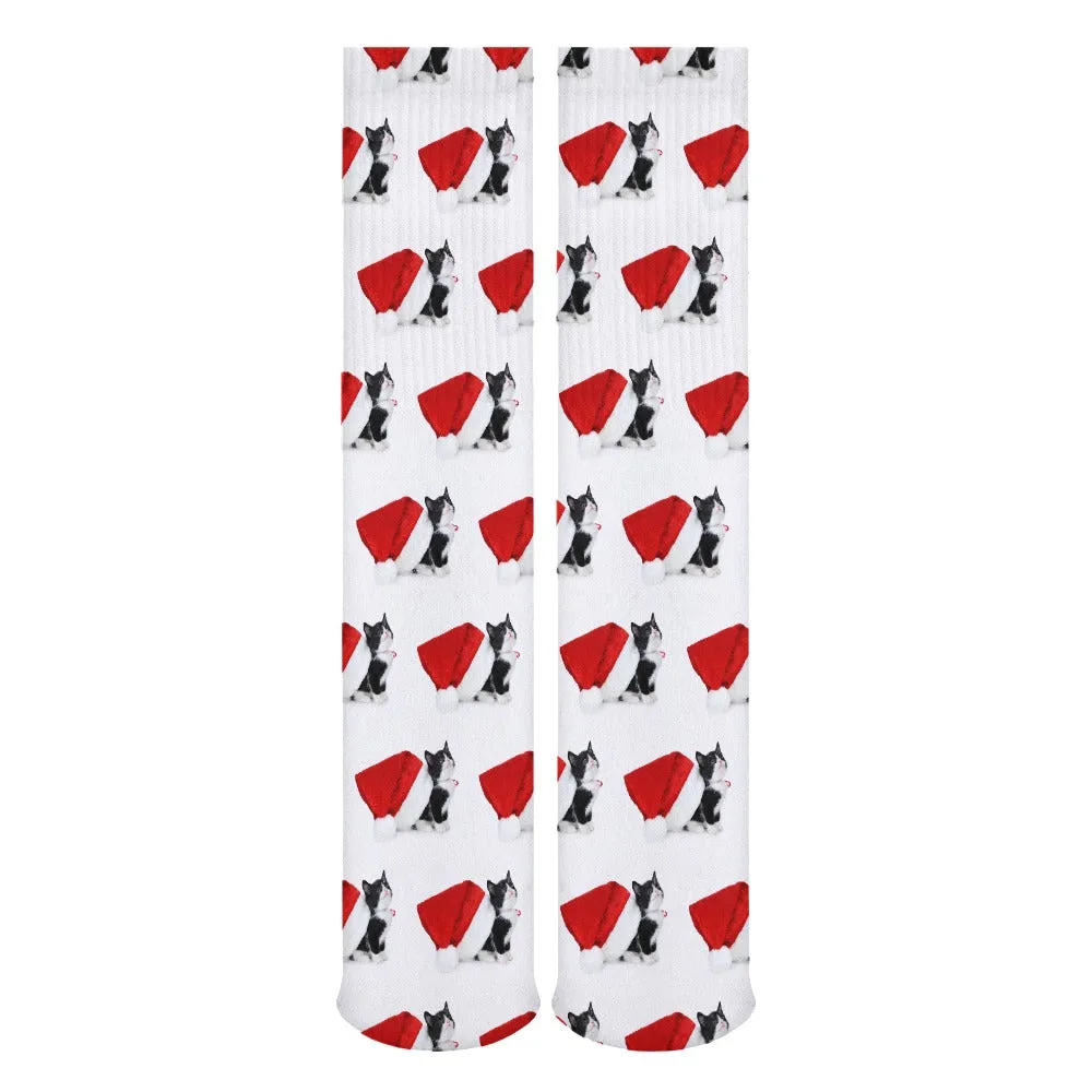 Tuxedo Kitty Christmas Breathable Stocking Socks (Pack of 5)