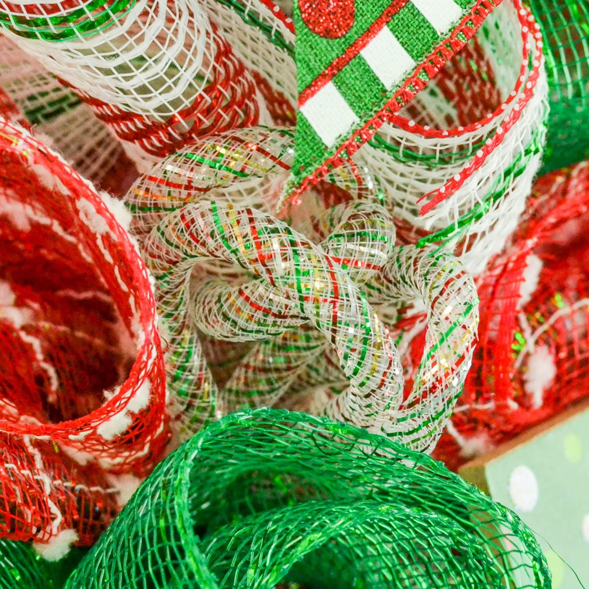 Ugly Christmas Sweater Wreath - Xmas Mesh Door Decor - Holiday Decorations - Red White Emerald Green