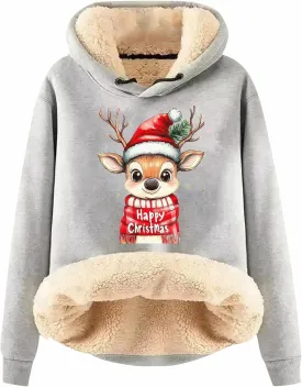 Ugly Christmas Sweatshirts for Women Y2k Pullover Tops Oversized Sweatshirt Loose Fit Drawstring Cute Preppy Hoodie