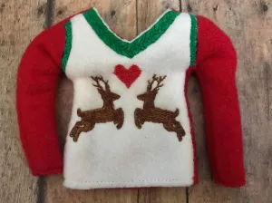 Ugly Sweater Christmas Deer Elf Sweater In the hoop ith embroidery design
