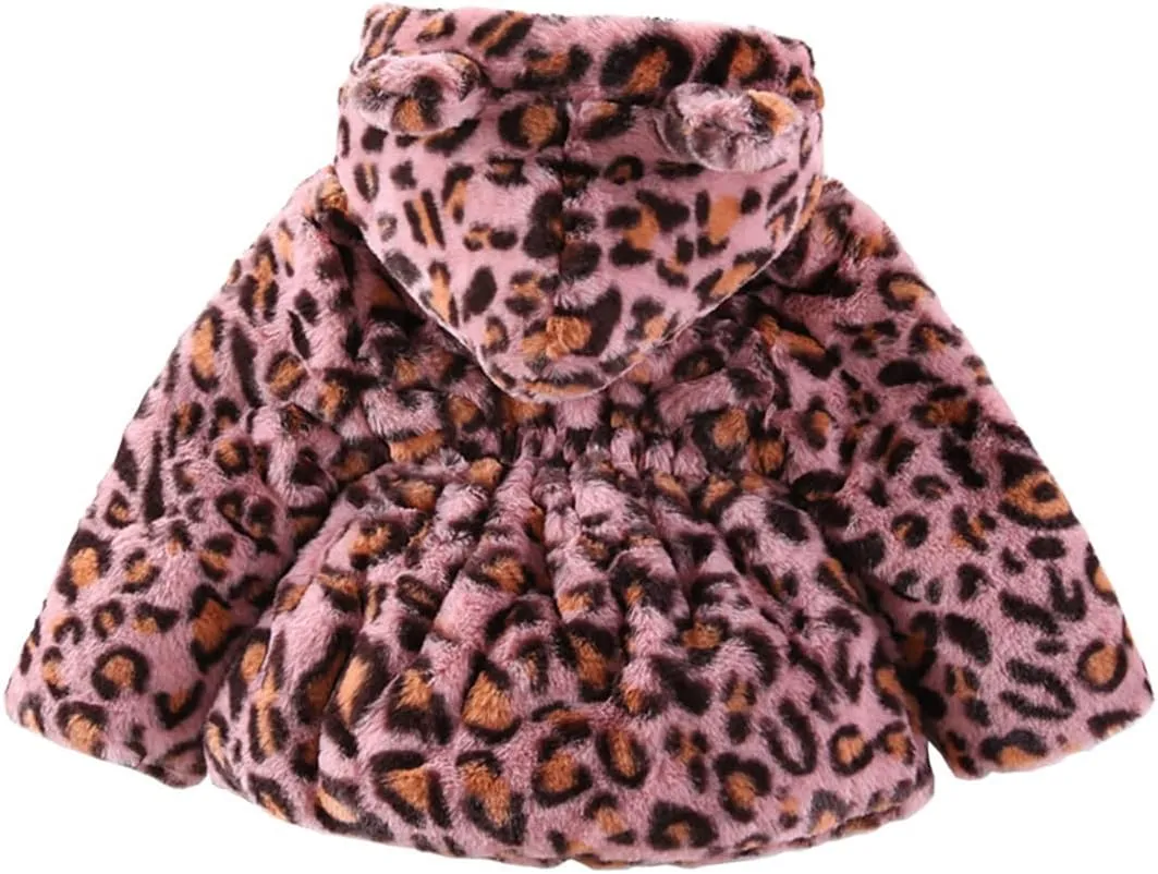 WEONEDREAM Toddler Girls Winter Fleece Coat Kids Hooded Faux Fur Jacket Baby Warm Outwear