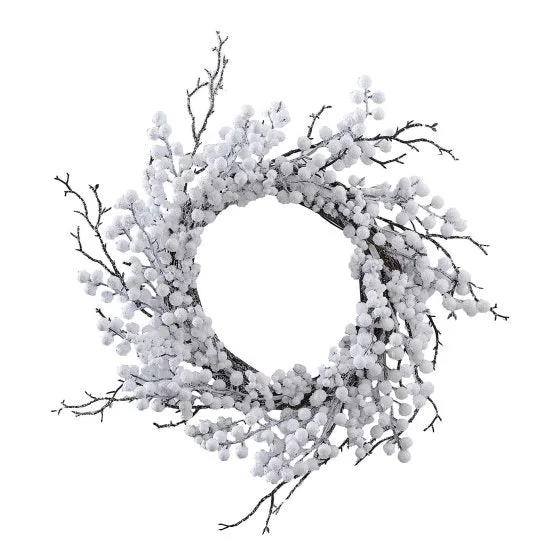 White Christmas Berry Christmas Door Wreath 45cm Each